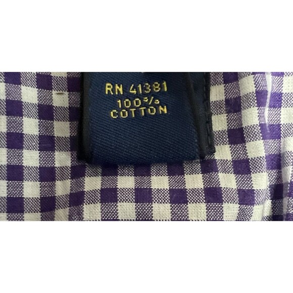 Ralph Lauren Button Down Shirt Men’s XL Gingham Check Purple White Long Sleeve - Picture 6 of 12